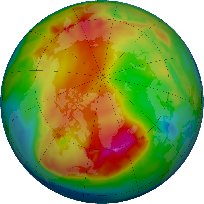 Arctic ozone map for 07 January 2015